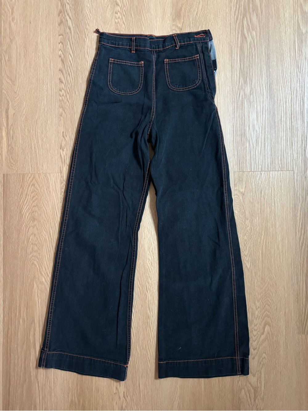 Judi Rosen side zip wide leg jeans kamm Khaite Stella rollas 27 sailor vintage